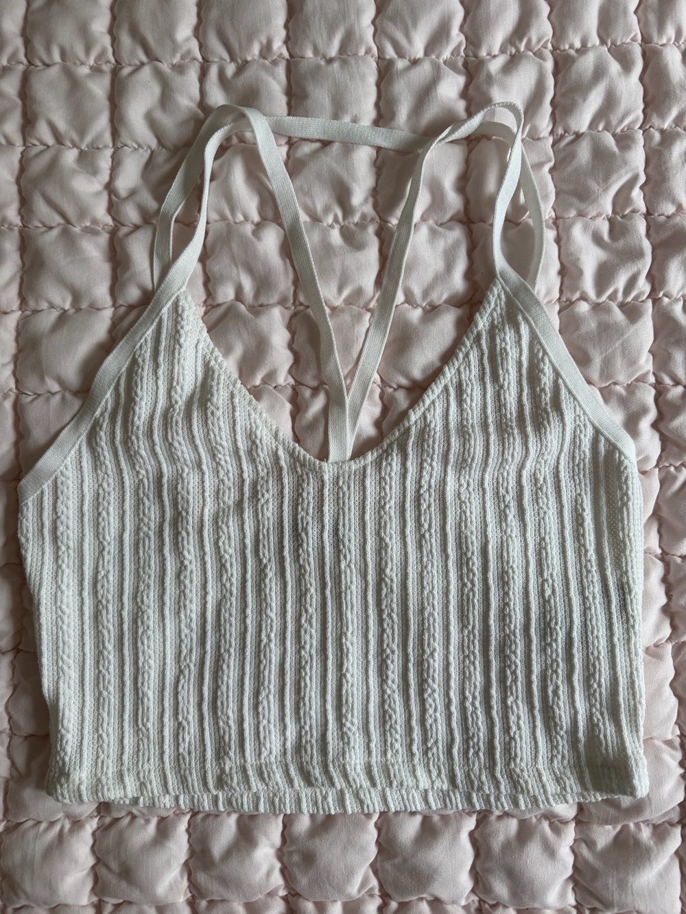 Zara Women’s White Ribbed V-Neck Cami Tank Top